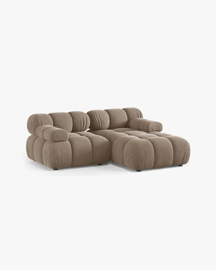 PolsterOase Modulsofa – Selene Ecksofa 2-Sitzer in Samt, 190 cm Breite, Cappuccino – Ansicht 3