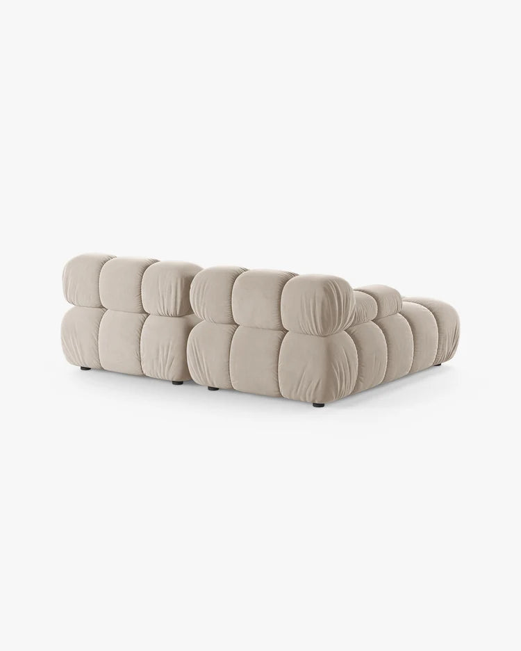 PolsterOase Modulsofa – Selene Ecksofa 2-Sitzer in Samt, 190 cm Breite, Dunkelbeige – Ansicht 4