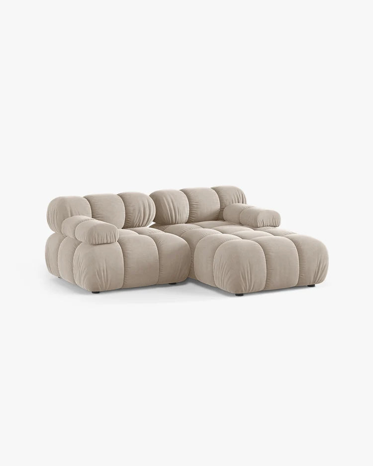 PolsterOase Modulsofa – Selene Ecksofa 2-Sitzer in Samt, 190 cm Breite, Dunkelbeige – Ansicht 3