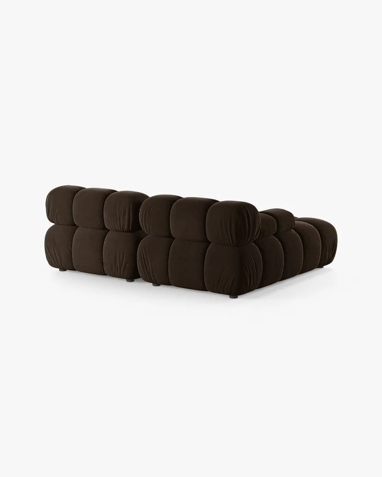 PolsterOase Modulsofa – Selene Ecksofa 2-Sitzer in Samt, 190 cm Breite, Dunkelbraun – Ansicht 4
