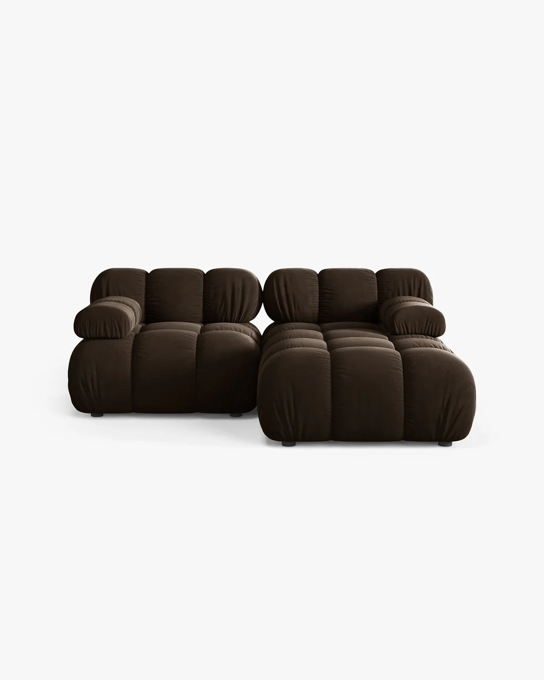PolsterOase Modulsofa – Selene Ecksofa 2-Sitzer in Samt, 190 cm Breite, Dunkelbraun – Ansicht 1