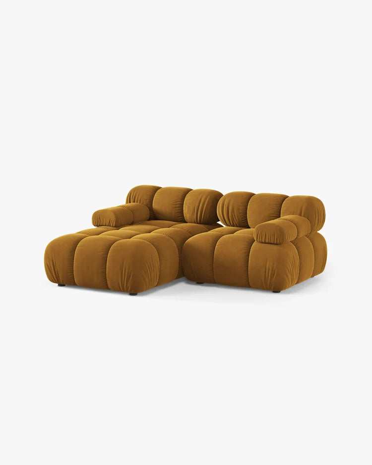 PolsterOase Modulsofa – Selene Ecksofa 2-Sitzer in Samt, 190 cm Breite, Gelb – Ansicht 3