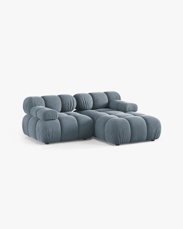 PolsterOase Modulsofa – Selene Ecksofa 2-Sitzer in Samt, 190 cm Breite, Hellblau – Ansicht 3