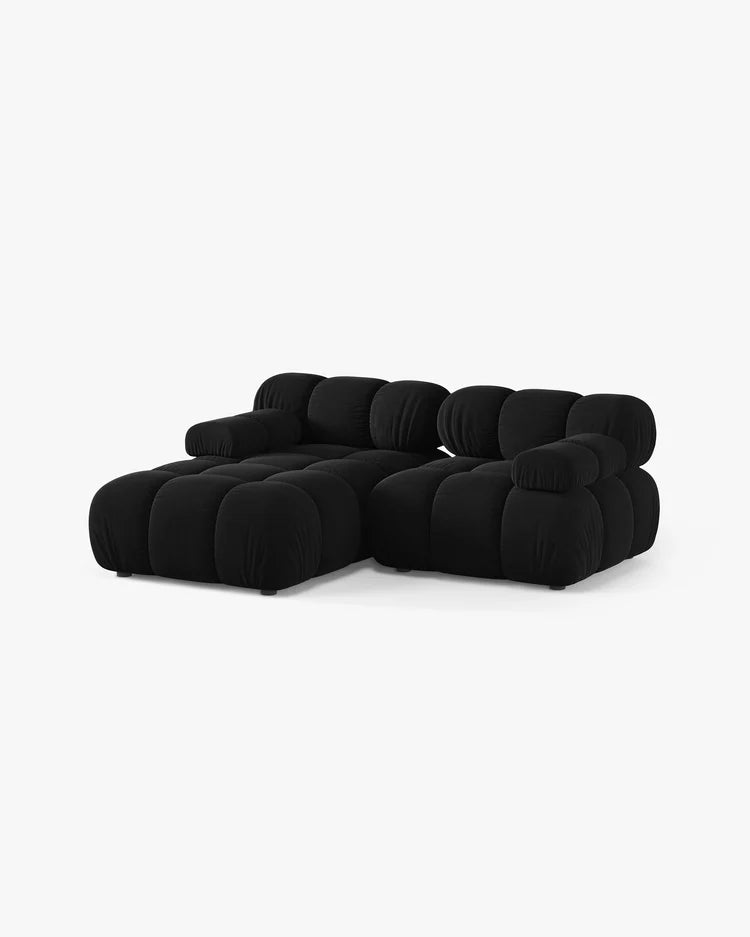 PolsterOase Modulsofa – Selene Ecksofa 2-Sitzer in Samt, 190 cm Breite, Schwarz – Ansicht 3