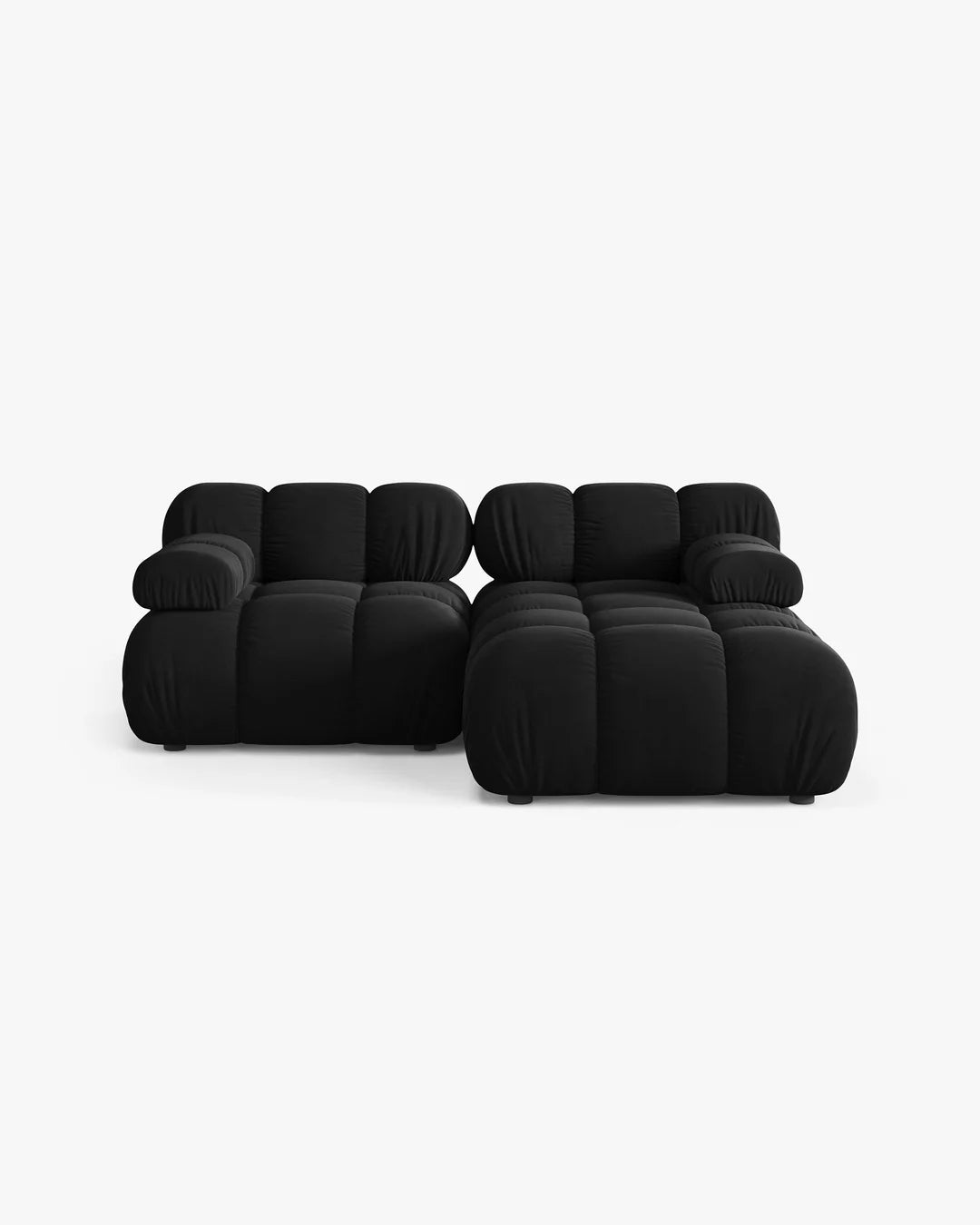 PolsterOase Modulsofa – Selene Ecksofa 2-Sitzer in Samt, 190 cm Breite, Schwarz – Ansicht 1