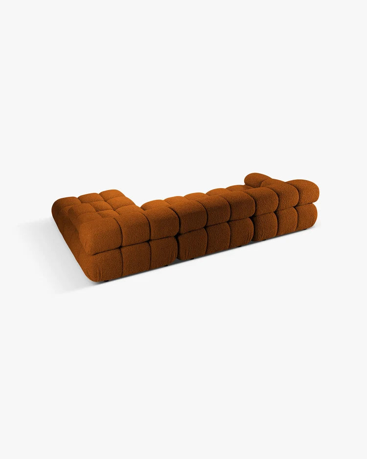 PolsterOase Modulsofa – Selene Ecksofa 3-Sitzer XL in Bouclé, 285 x 160 cm, Kupfer, Rechts – Perspektivische Ansicht