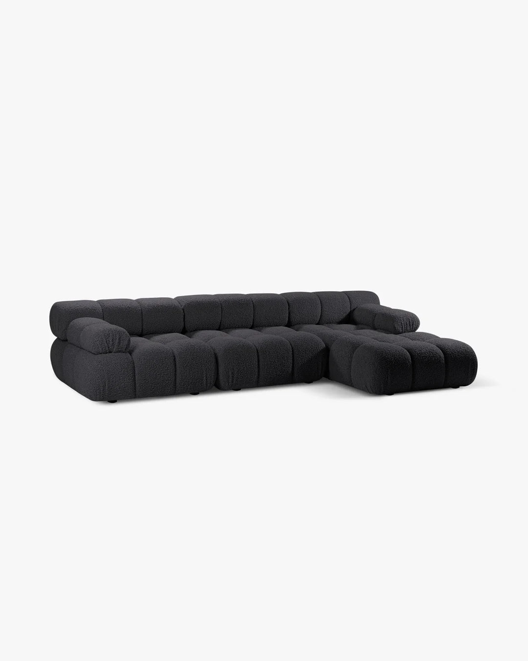 PolsterOase Modulsofa – Selene Ecksofa 3-Sitzer XL in Bouclé, 285 x 160 cm, Schwarz – Ansicht 3
