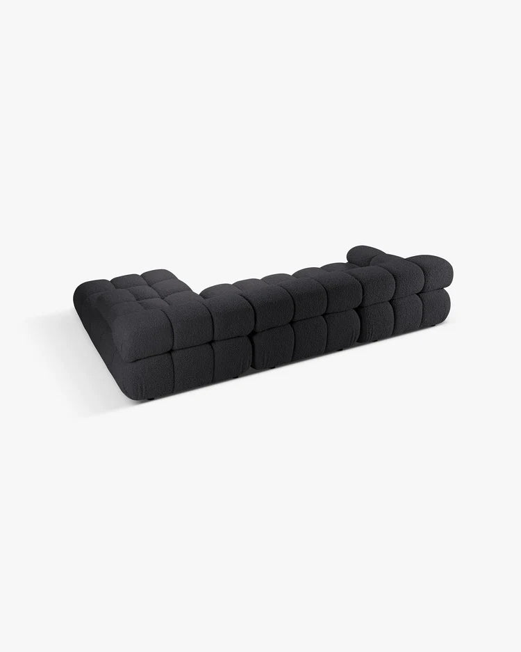 PolsterOase Modulsofa – Selene Ecksofa 3-Sitzer XL in Bouclé, 285 x 160 cm, Schwarz – Ansicht 4
