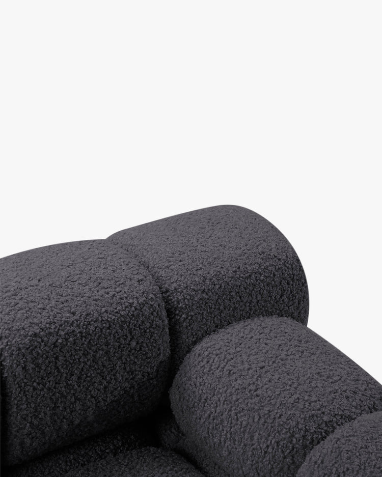 PolsterOase Modulsofa – Selene Ecksofa 3-Sitzer XL in Bouclé, 285 x 160 cm, Schwarz – Ansicht 5