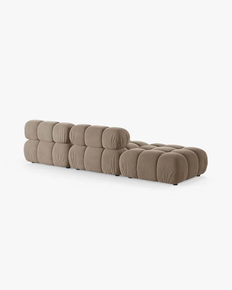 PolsterOase Modulsofa – Selene Ecksofa 3-Sitzer in Samt, 285 cm Breite, Cappuccino – Ansicht 4