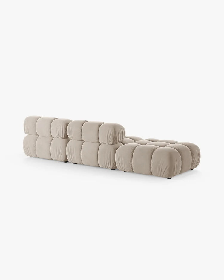 PolsterOase Modulsofa – Selene Ecksofa 3-Sitzer in Samt, 285 cm Breite, Dunkelbeige – Ansicht 4