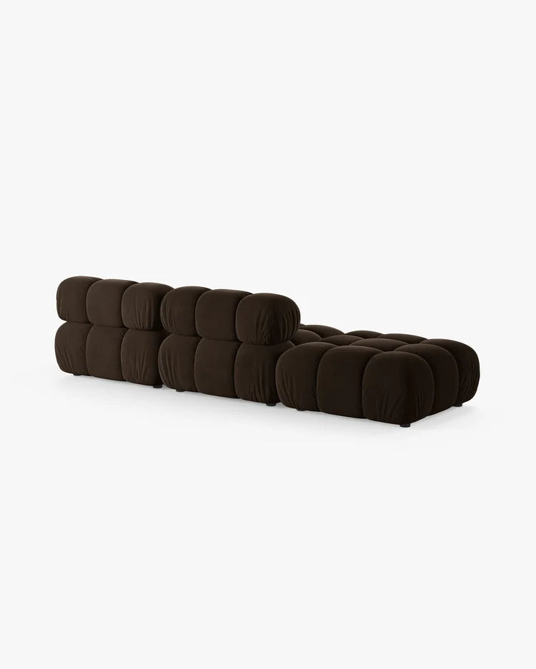 PolsterOase Modulsofa – Selene Ecksofa 3-Sitzer in Samt, 285 cm Breite, Dunkelbraun – Ansicht 4