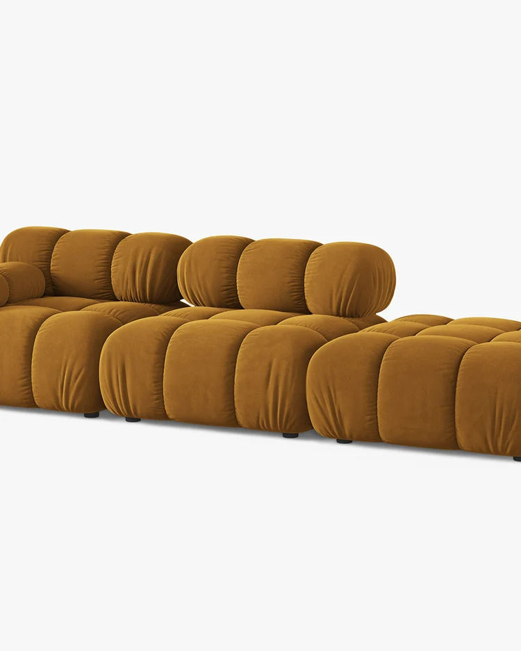 PolsterOase Modulsofa – Selene Ecksofa 3-Sitzer in Samt, 285 cm Breite, Gelb – Ansicht 3