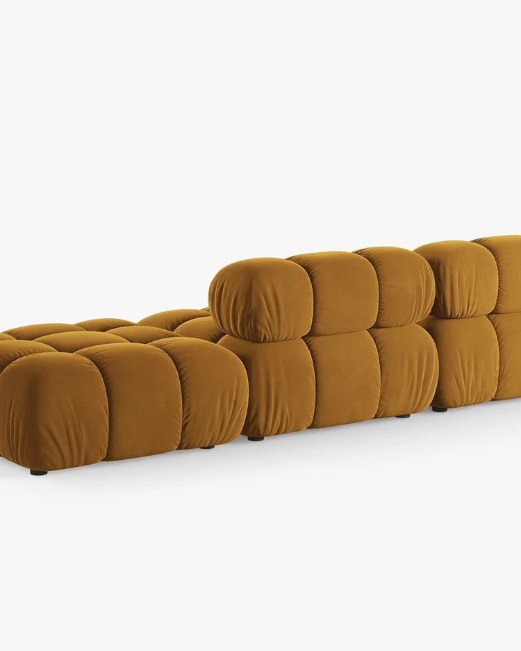 PolsterOase Modulsofa – Selene Ecksofa 3-Sitzer in Samt, 285 cm Breite, Gelb – Ansicht 4