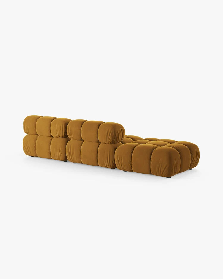 PolsterOase Modulsofa – Selene Ecksofa 3-Sitzer in Samt, 285 cm Breite, Gelb – Ansicht 4
