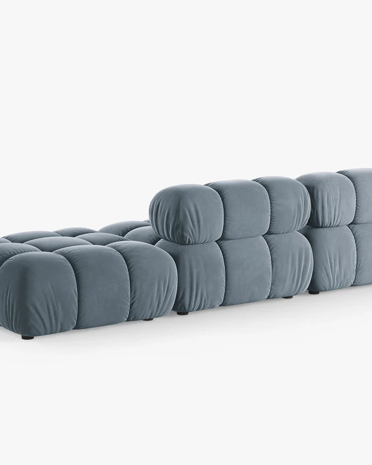 PolsterOase Modulsofa – Selene Ecksofa 3-Sitzer in Samt, 285 cm Breite, Hellblau – Ansicht 4