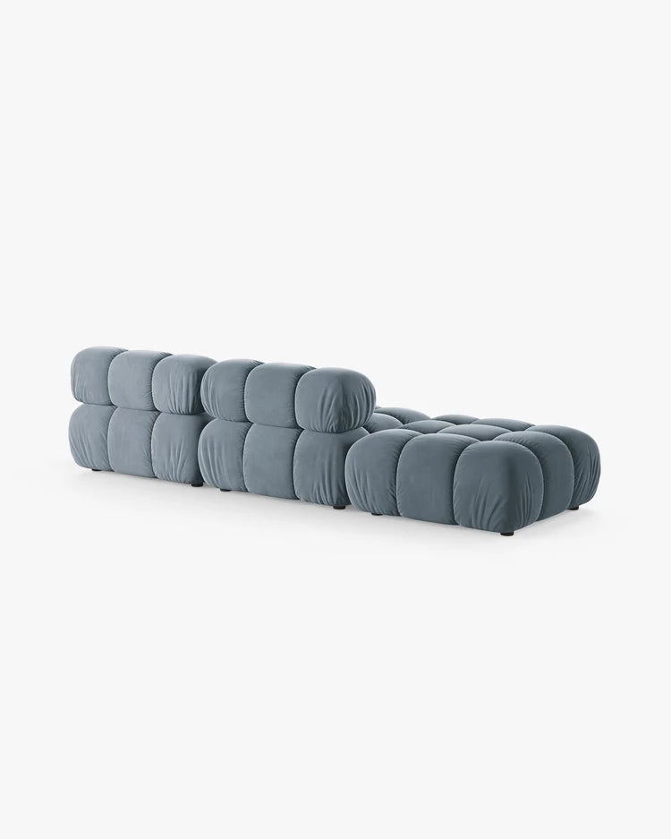 PolsterOase Modulsofa – Selene Ecksofa 3-Sitzer in Samt, 285 cm Breite, Hellblau – Ansicht 4