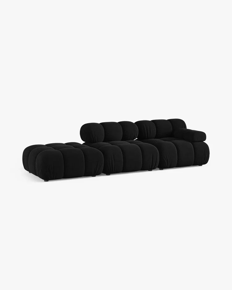 PolsterOase Modulsofa – Selene Ecksofa 3-Sitzer in Samt, 285 cm Breite, Schwarz – Ansicht 3