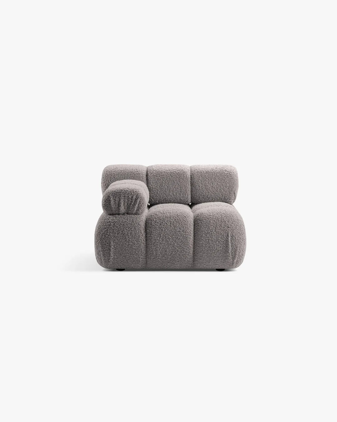 PolsterOase Modulsofa – Selene Modul mit Armlehne in Bouclé, 94 cm Breite, Grau – Links – Ansicht 1