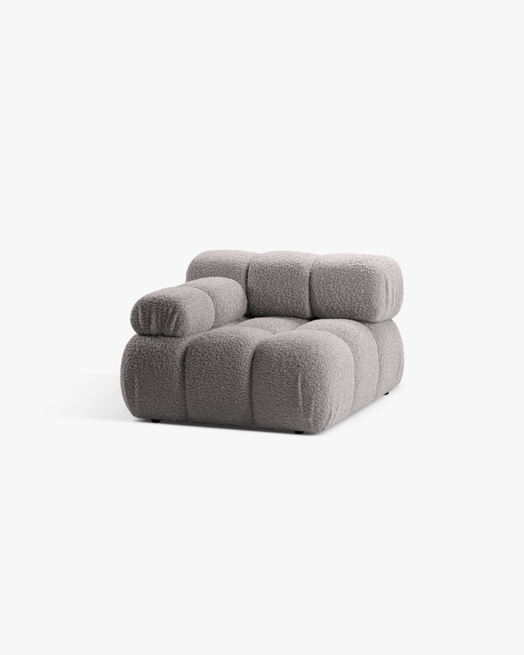 PolsterOase Modulsofa – Selene Modul mit Armlehne in Bouclé, 94 cm Breite, Grau – Links – Ansicht 3