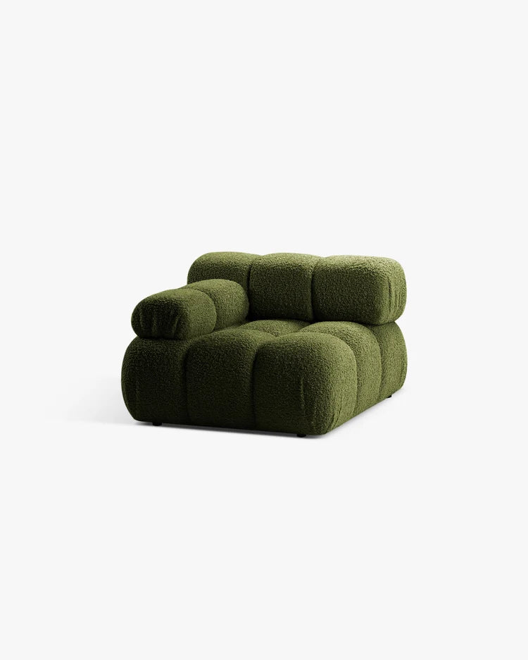 PolsterOase Modulsofa – Selene Modul mit Armlehne in Bouclé, 94 cm Breite, Grün – Links – Ansicht 3