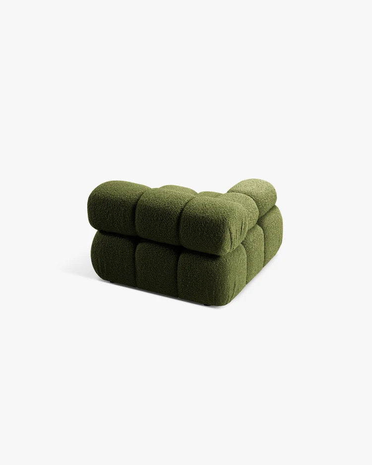PolsterOase Modulsofa – Selene Modul mit Armlehne in Bouclé, 94 cm Breite, Grün – Links – Ansicht 4