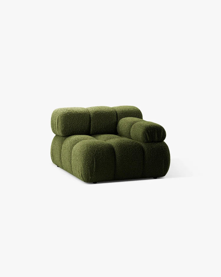 PolsterOase Modulsofa – Selene Modul mit Armlehne in Bouclé, 94 cm Breite, Grün – Rechts – Ansicht 3