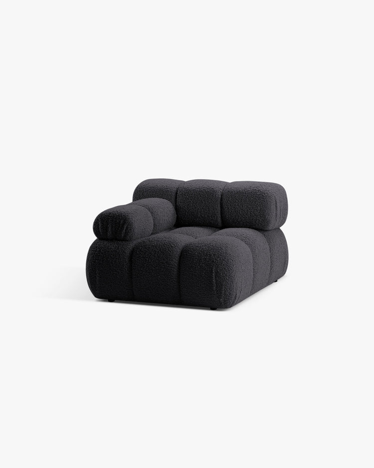 PolsterOase Modulsofa – Selene Modul mit Armlehne in Bouclé, 94 cm Breite, Schwarz – Links – Ansicht 3