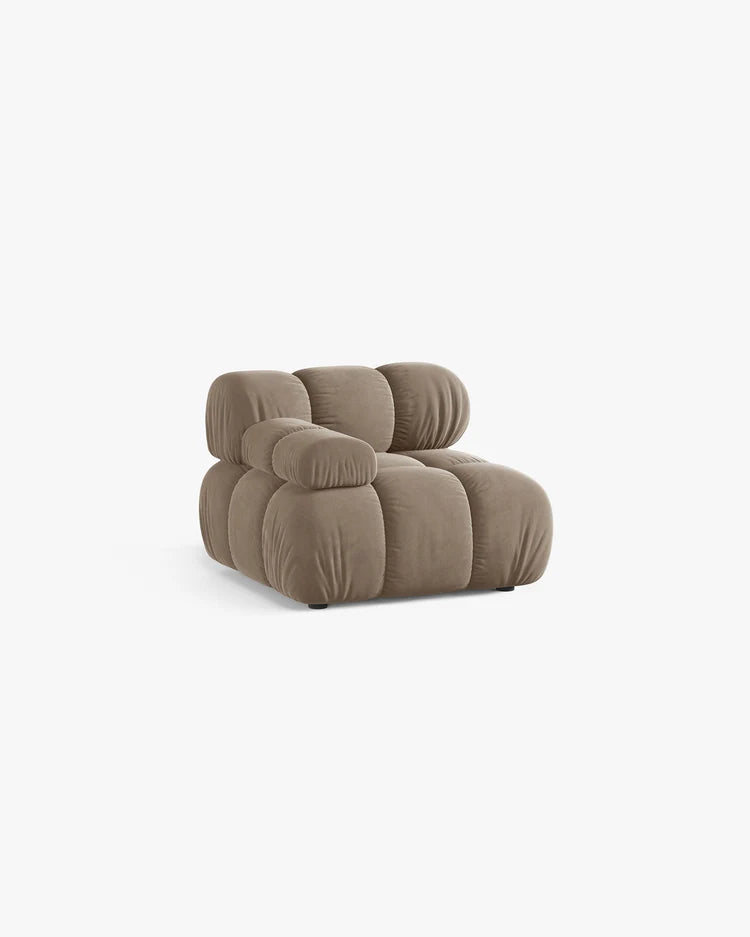 PolsterOase Modulsofa – Selene Modul mit Armlehne in Samt, 94 cm Breite, Cappuccino – Links – Ansicht 3