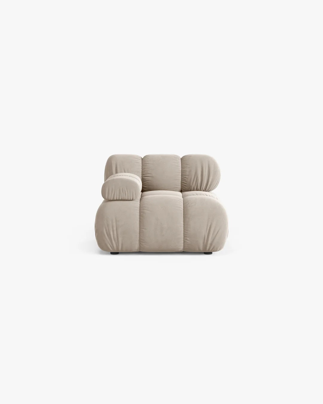 PolsterOase Modulsofa – Selene Modul mit Armlehne in Samt, 94 cm Breite, Dunkelbeige – Links – Ansicht 1