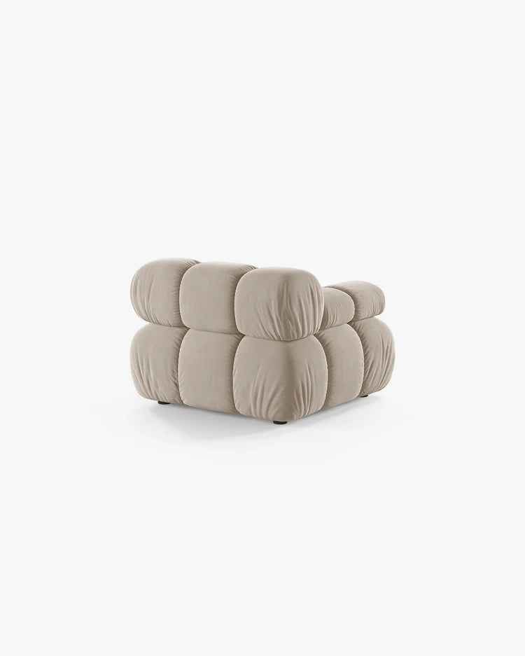PolsterOase Modulsofa – Selene Modul mit Armlehne in Samt, 94 cm Breite, Dunkelbeige – Links – Ansicht 4