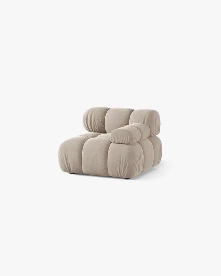 PolsterOase Modulsofa – Selene Modul mit Armlehne in Samt, 94 cm Breite, Dunkelbeige – Rechts – Ansicht 3