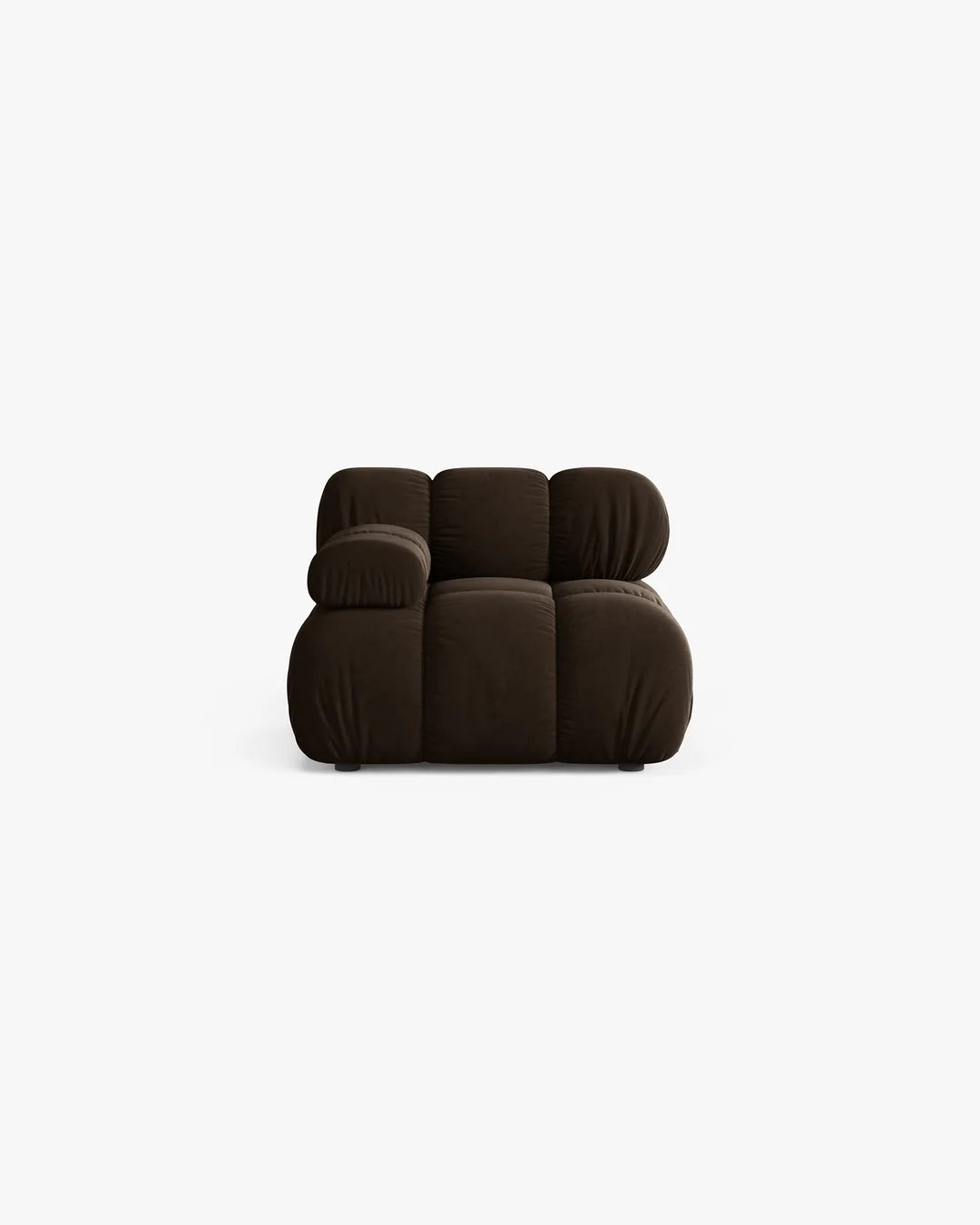 PolsterOase Modulsofa – Selene Modul mit Armlehne in Samt, 94 cm Breite, Dunkelbraun – Links – Ansicht 1