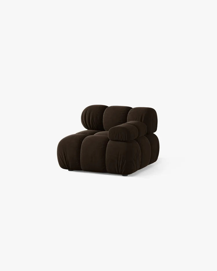 PolsterOase Modulsofa – Selene Modul mit Armlehne in Samt, 94 cm Breite, Dunkelbraun – Rechts – Ansicht 3
