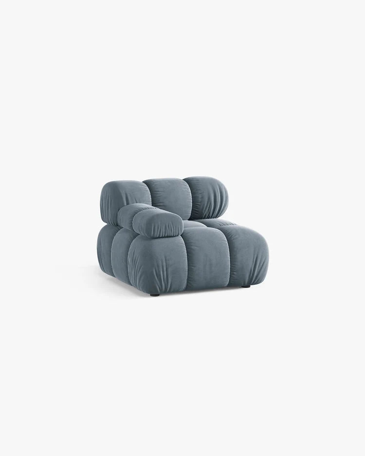 PolsterOase Modulsofa – Selene Modul mit Armlehne in Samt, 94 cm Breite, Hellblau – Links – Ansicht 3