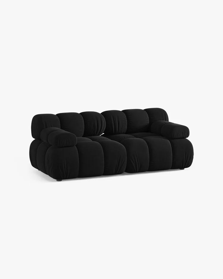 PolsterOase Modulsofa – Selene Sofa 2-Sitzer in Samt, 190 cm Breite, Schwarz – Ansicht 3