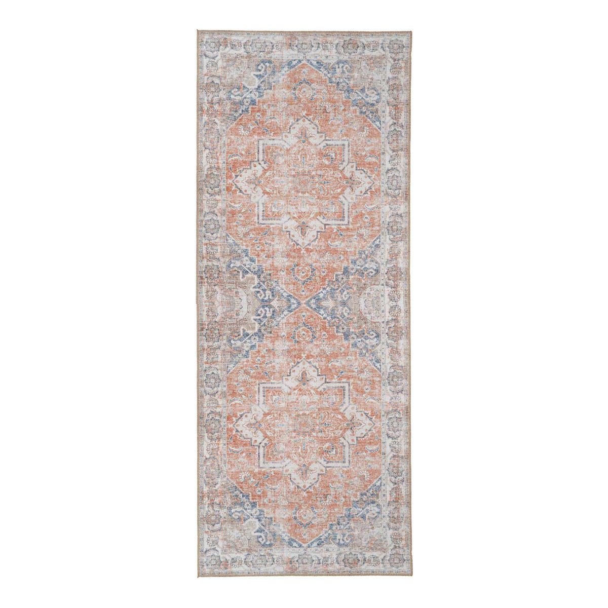 PolsterOase Möbel – Havana Teppichläufer aus Chenille, Orange/Blau, 80 × 200 cm