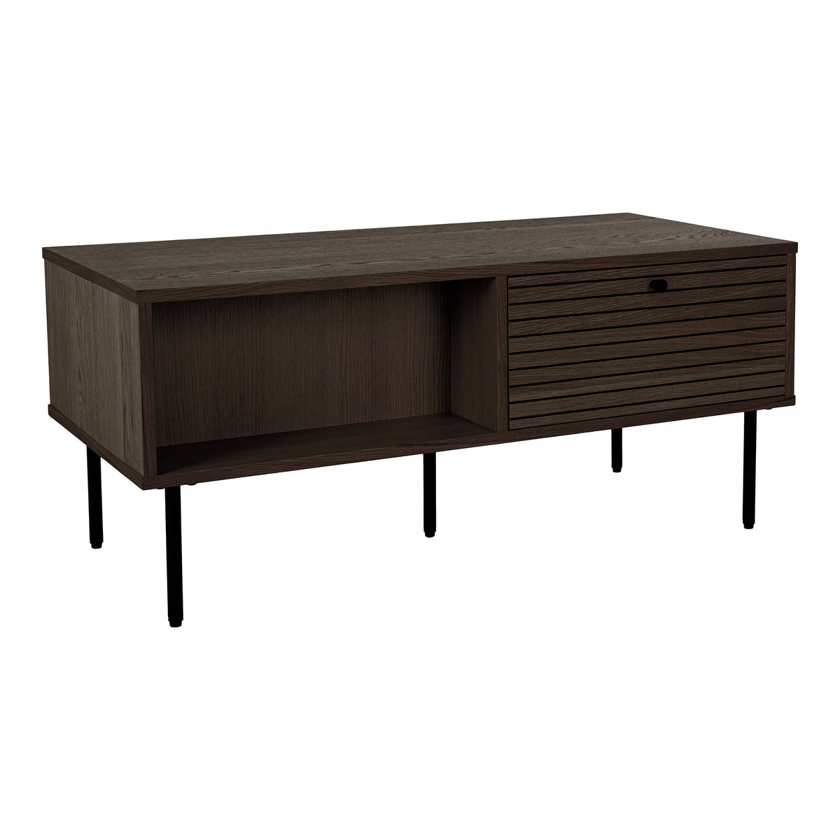 PolsterOase Möbel – Kyoto Couchtisch aus Eichenholz und Stahl, 2 Schubladen, 100 × 50 × 45 cm