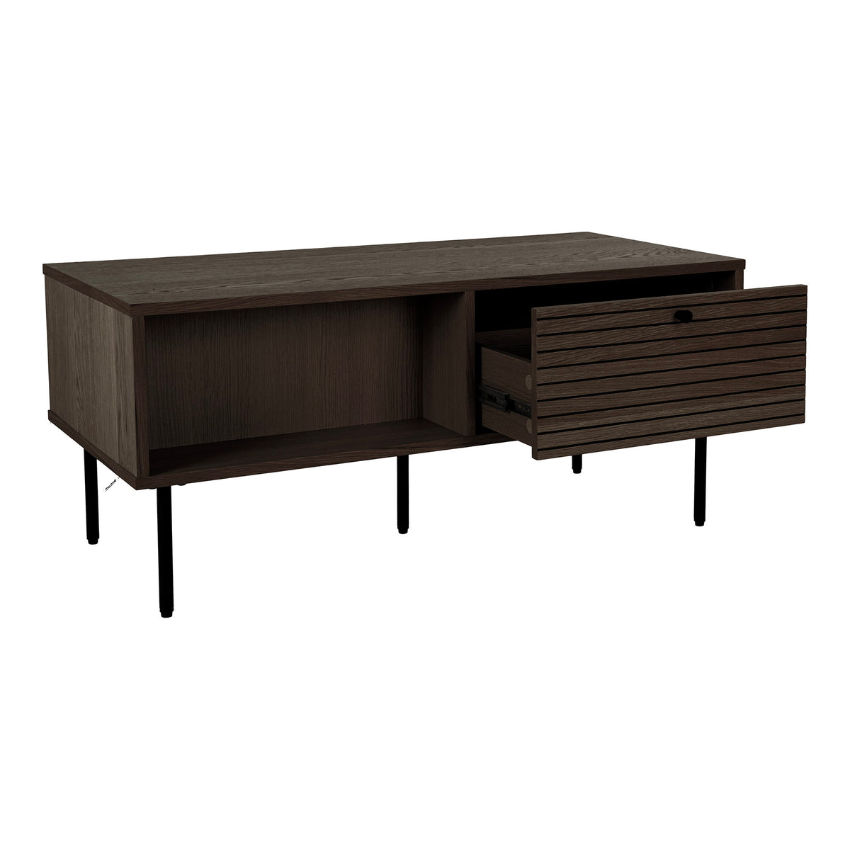 PolsterOase Möbel – Kyoto Couchtisch aus Eichenholz und Stahl, 2 Schubladen, 100 × 50 × 45 cm – Ansicht 3