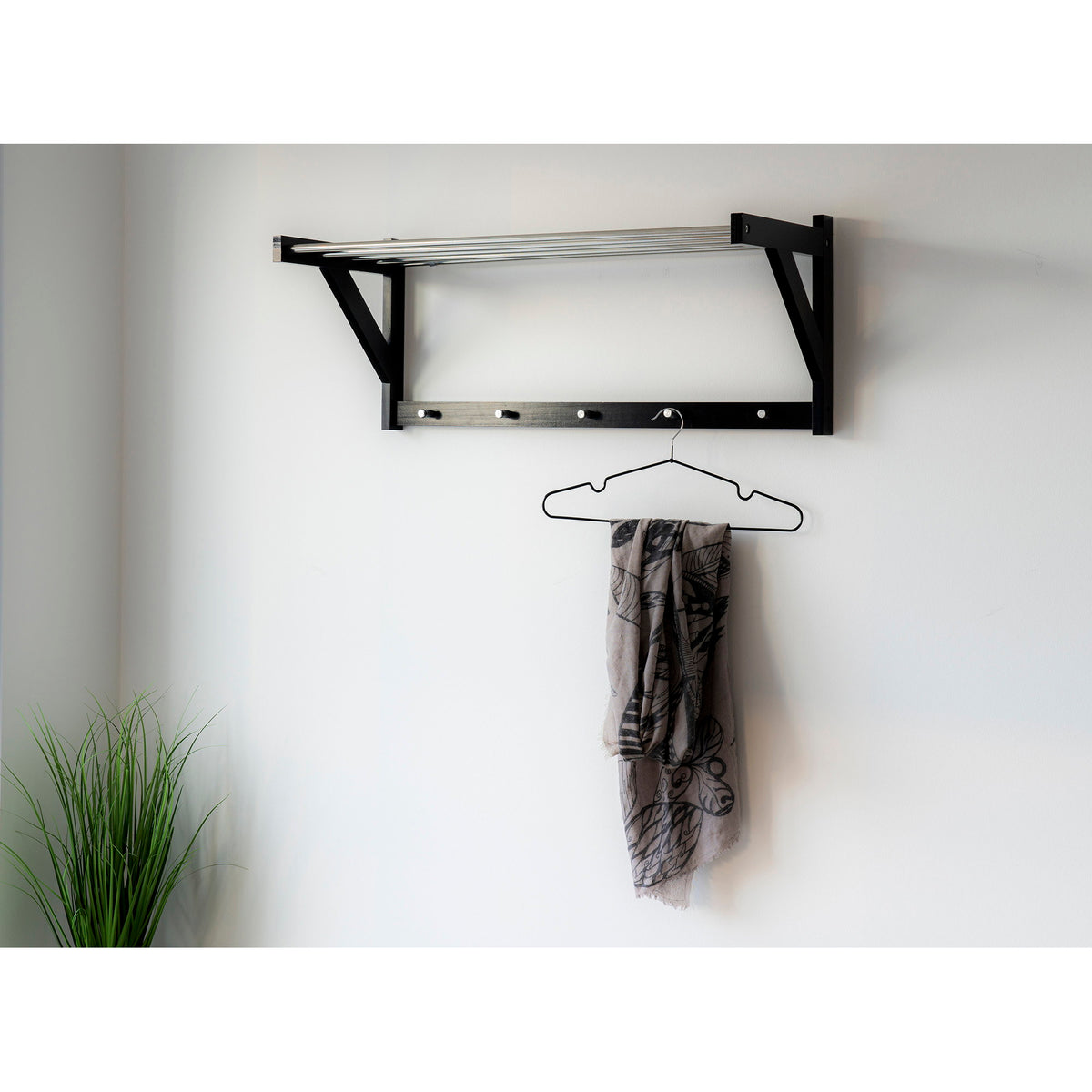 PolsterOase Möbel – Padova Hutablage aus Pappelholz und Stahl, Schwarz, 78 cm – Ansicht 7