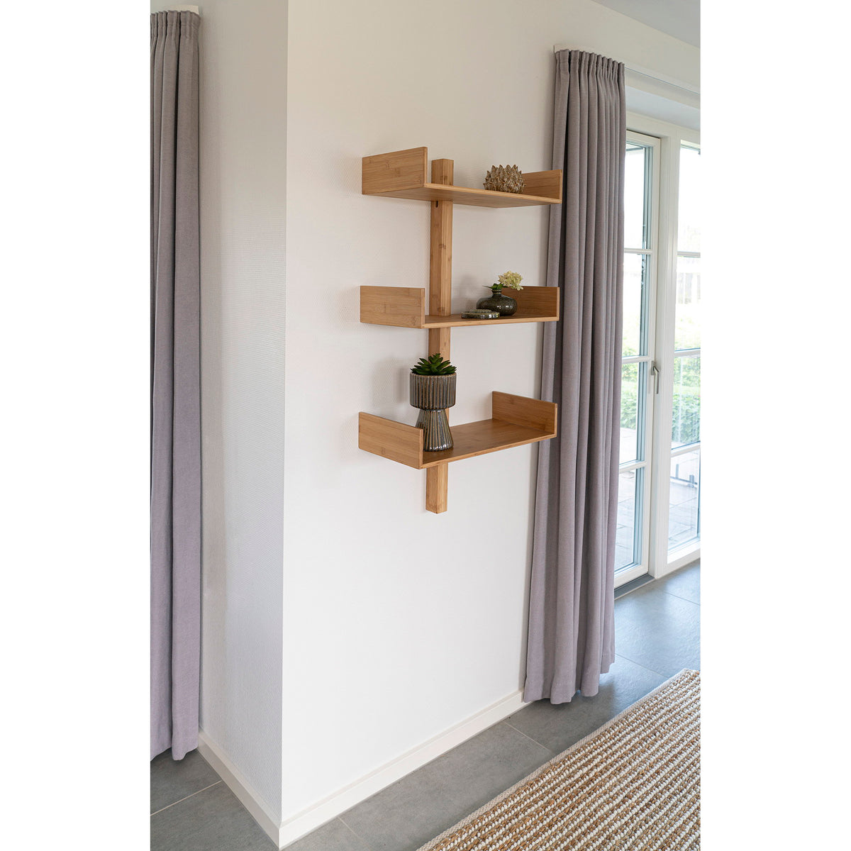 PolsterOase Möbel – Villa Wandregal aus Bambus, Natur, 50 × 102 cm – Ansicht 6