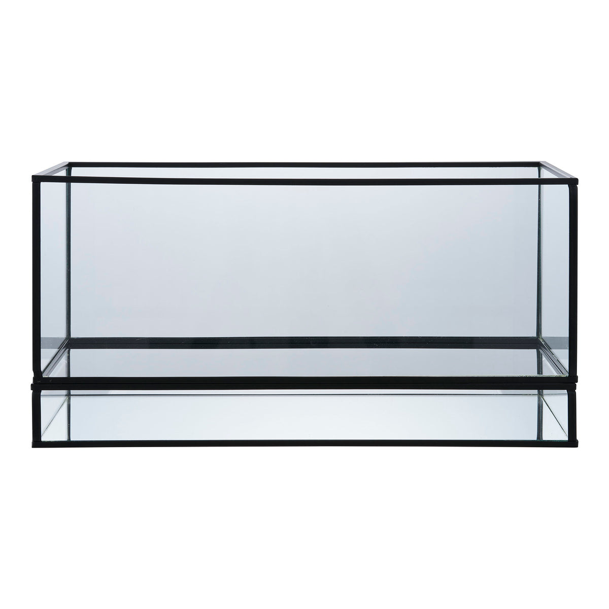 PolsterOase Möbel – Windlicht aus Metall und Glas, Schwarz, 30 × 12 × 15 cm