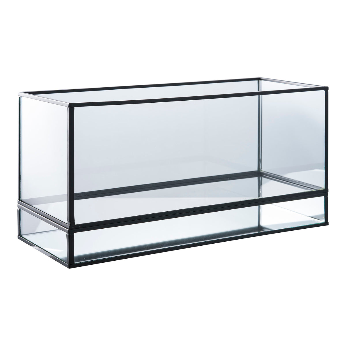 PolsterOase Möbel – Windlicht aus Metall und Glas, Schwarz, 30 × 12 × 15 cm – Ansicht 2