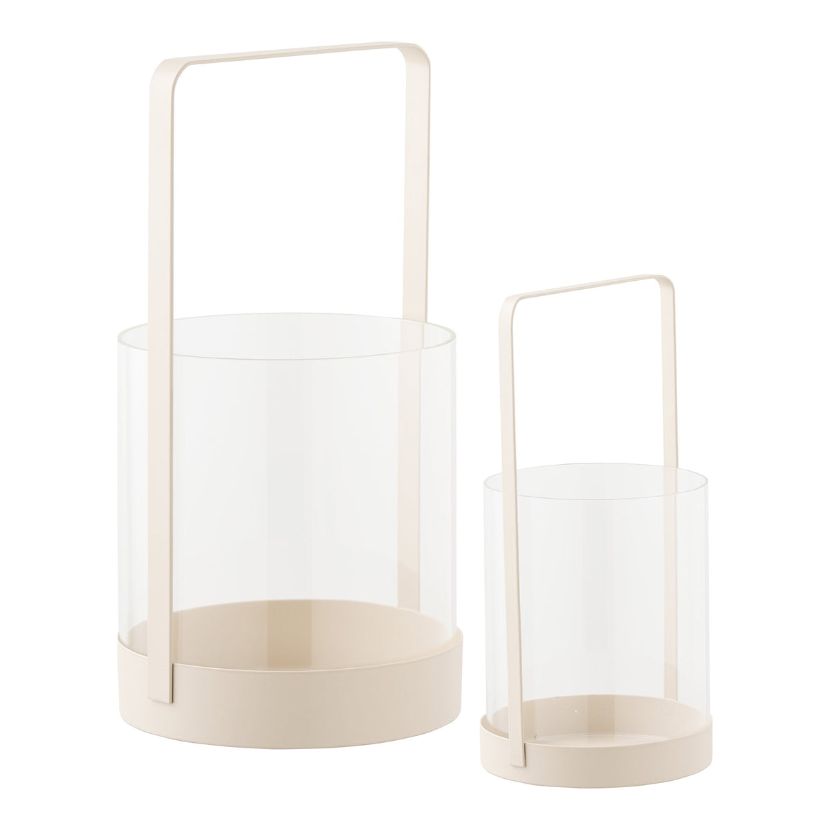 PolsterOase Möbel – Windlichter aus Glas und Metall, 2er Set, Beige – Ansicht 2