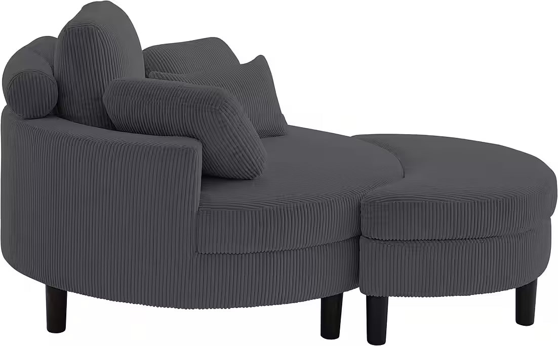 PolsterOase Sessel - Loveseat in Cord Anthrazit – Ansicht 04