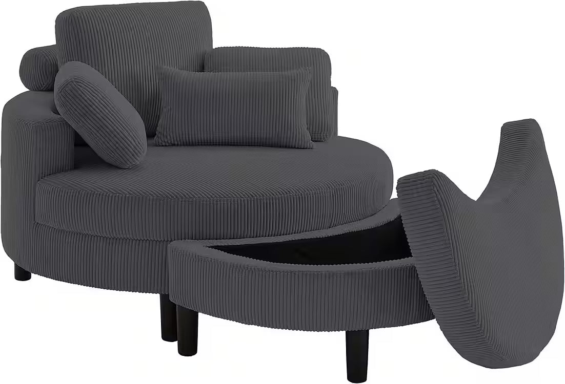 PolsterOase Sessel - Loveseat in Cord Anthrazit – Ansicht 05