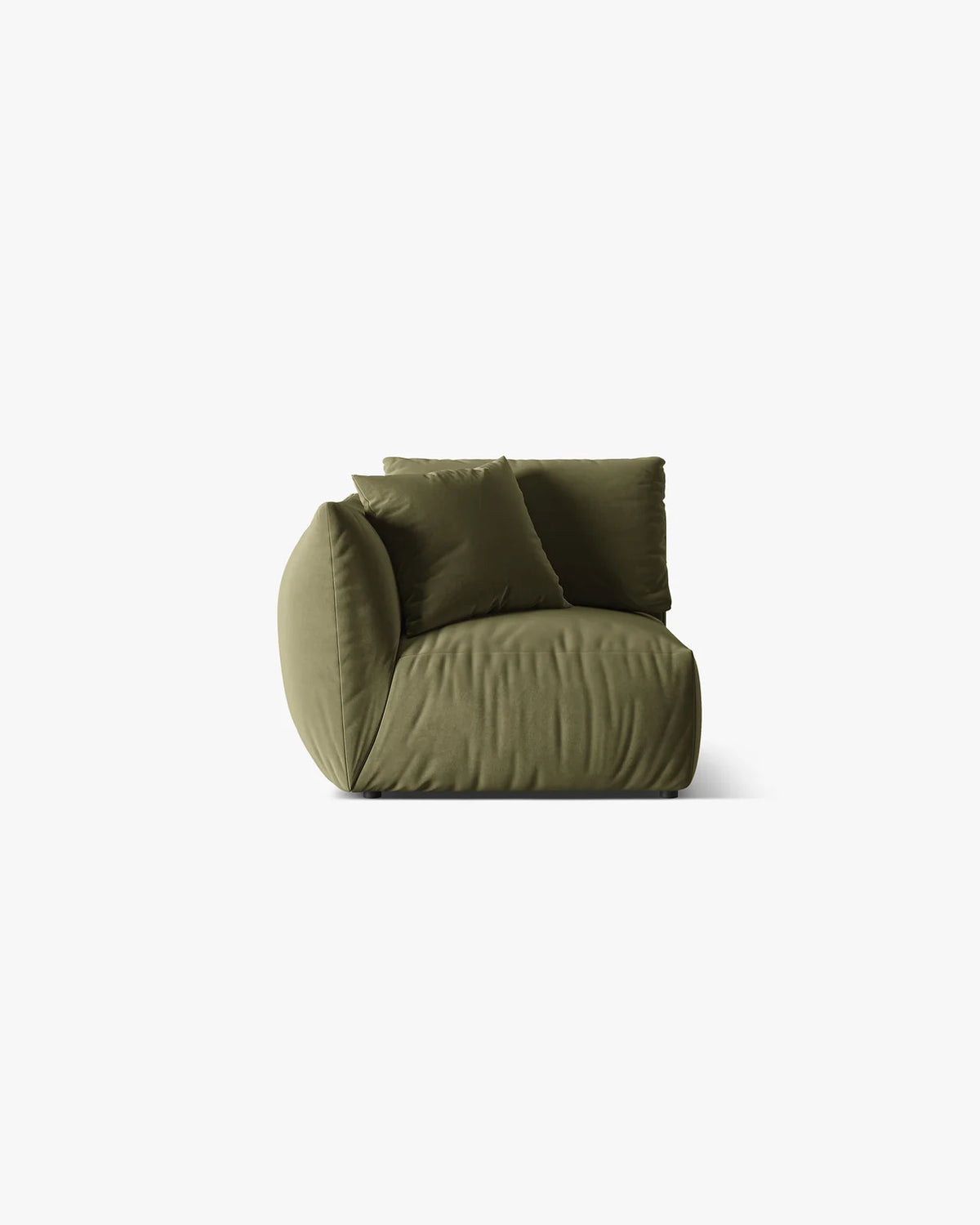 PolsterOase Sofa – BONO Modul ohne Armlehne in Samt, 115 cm, Hellgrün, Links – Frontalansicht