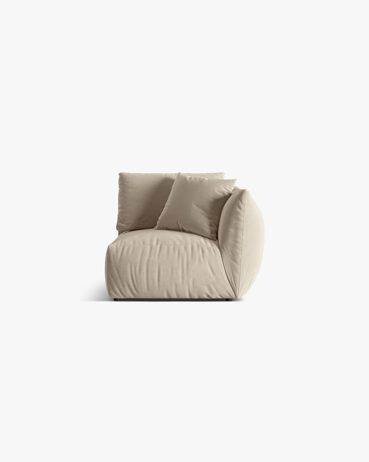 PolsterOase Sofa – BONO Modul ohne Armlehne in Samt, 115 cm, Leichtes beige, Rechts – Frontalansicht