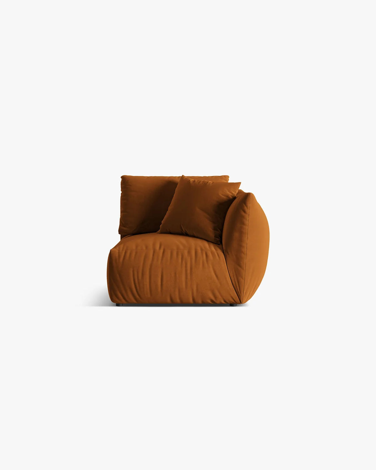 PolsterOase Sofa – BONO Modul ohne Armlehne in Samt, 115 cm, Terracotta, Rechts – Frontalansicht