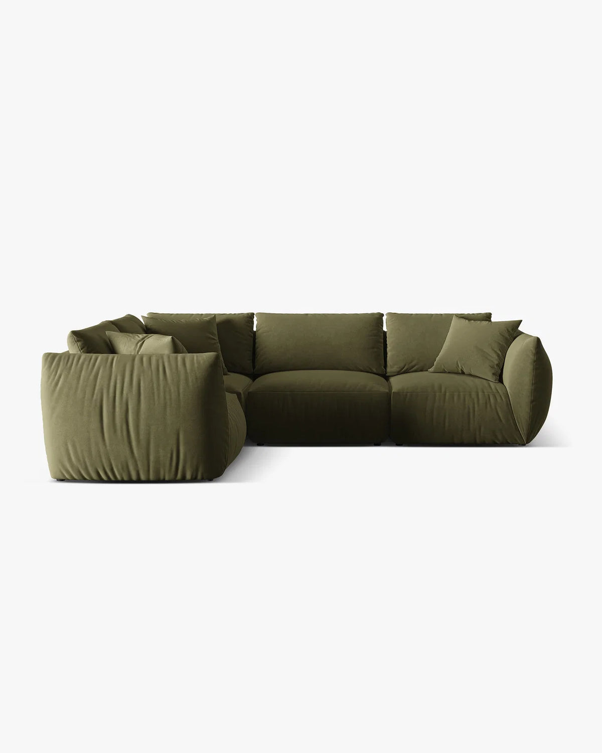 PolsterOase Sofa – BONO Modulsofa (Ecksofa) 4-Sitzer Classic in Samt, 305 x 215 cm, Hellgrün, Links – Frontalansicht